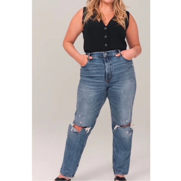 Abercrombie & Fitch The 90s Straight Ultra High Rise Women’s 31/12L Distressed - Picture 1 of 15
